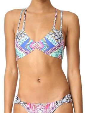 Pilyq Bright Multicolor Floral Geometric Kids Bikini — Blue, Pink, Yellow